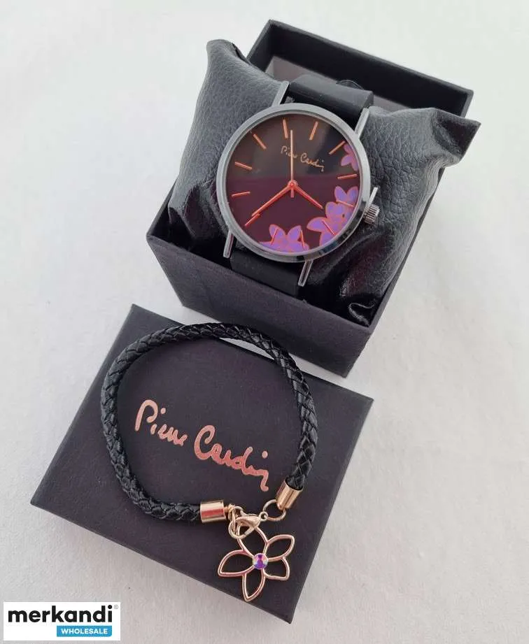 080037 reloj de mujer con brazalete de Pierre Cardin, elaborado en una elegante combinación de colores negro y morado