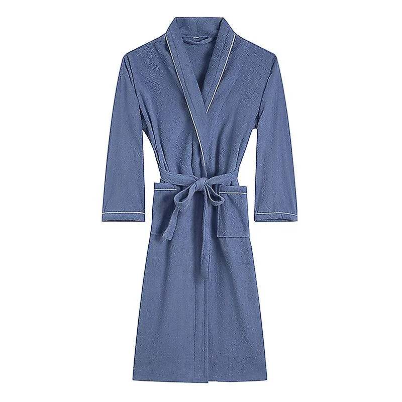 100% Cotton Couples Long Thick Absorbent Terry Bath Robe Kimono Men Light Weight Towel Bathrobe Sleepwear Women Hotel Gown Robes