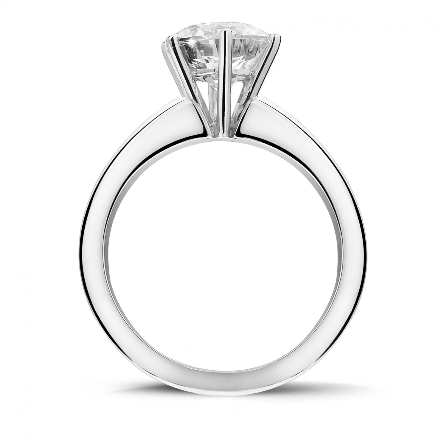 2.00 QUILATES ANILLO SOLITARIO CON 6 GRAPAS EN ORO BLANCO Y DIAMANTE REDONDO DE CALIDAD EXCEPCIONAL (DIFEXNONE FLUORESCENCIA