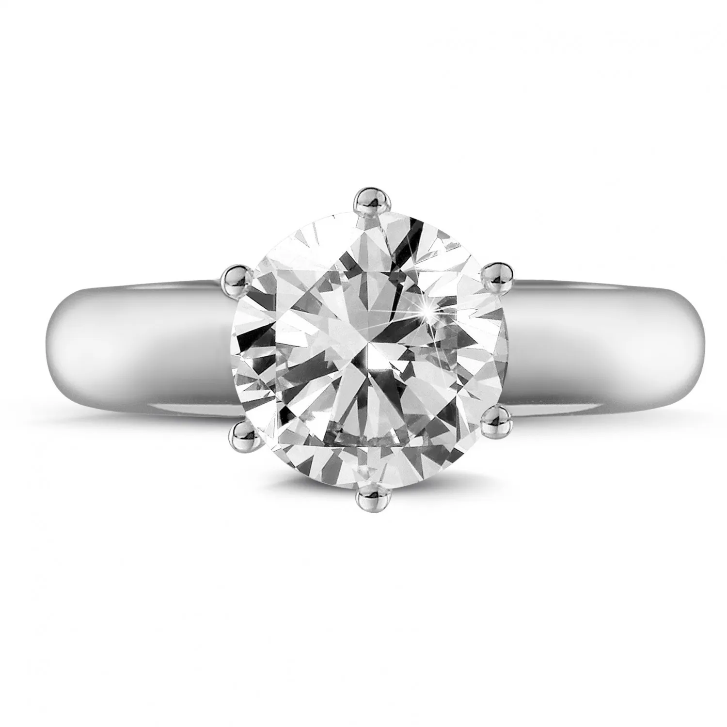 2.00 QUILATES ANILLO SOLITARIO CON 6 GRAPAS EN ORO BLANCO Y DIAMANTE REDONDO DE CALIDAD EXCEPCIONAL (DIFEXNONE FLUORESCENCIA