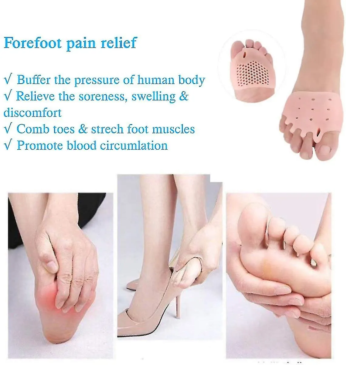 3 Pair Metatarsal Pads, Heel Cushions For Relieve Pain