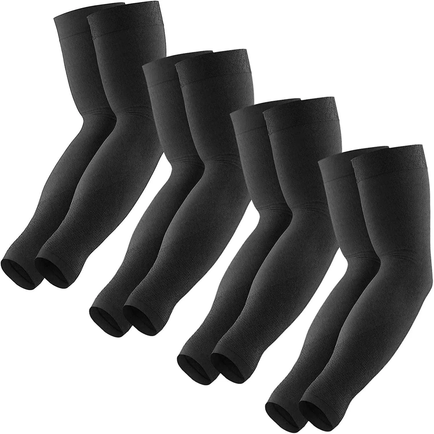 4 PAIRSUV SUN PROTECTION ARM SLEEVES FOR MEN & WOMEN（BLACK）