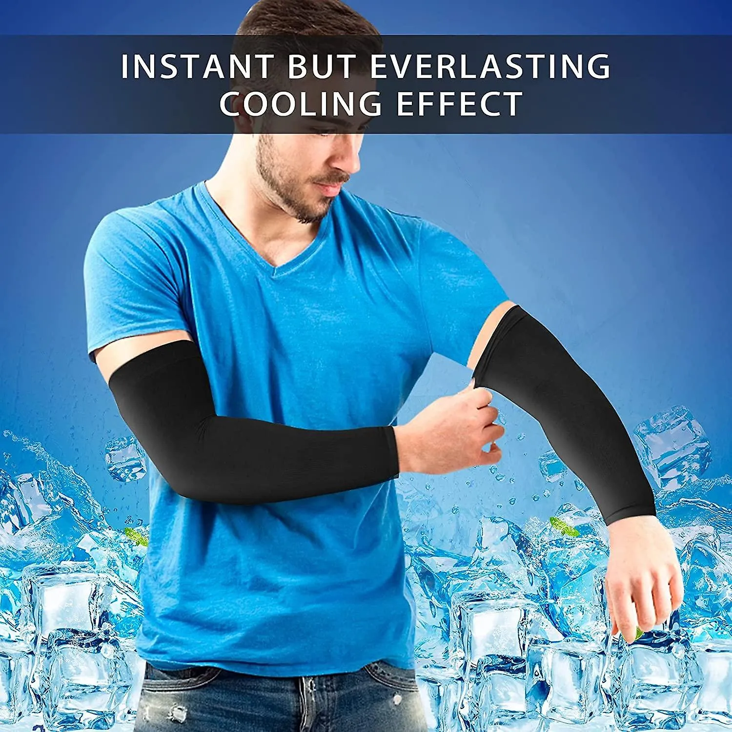 4 PAIRSUV SUN PROTECTION ARM SLEEVES FOR MEN & WOMEN（BLACK）