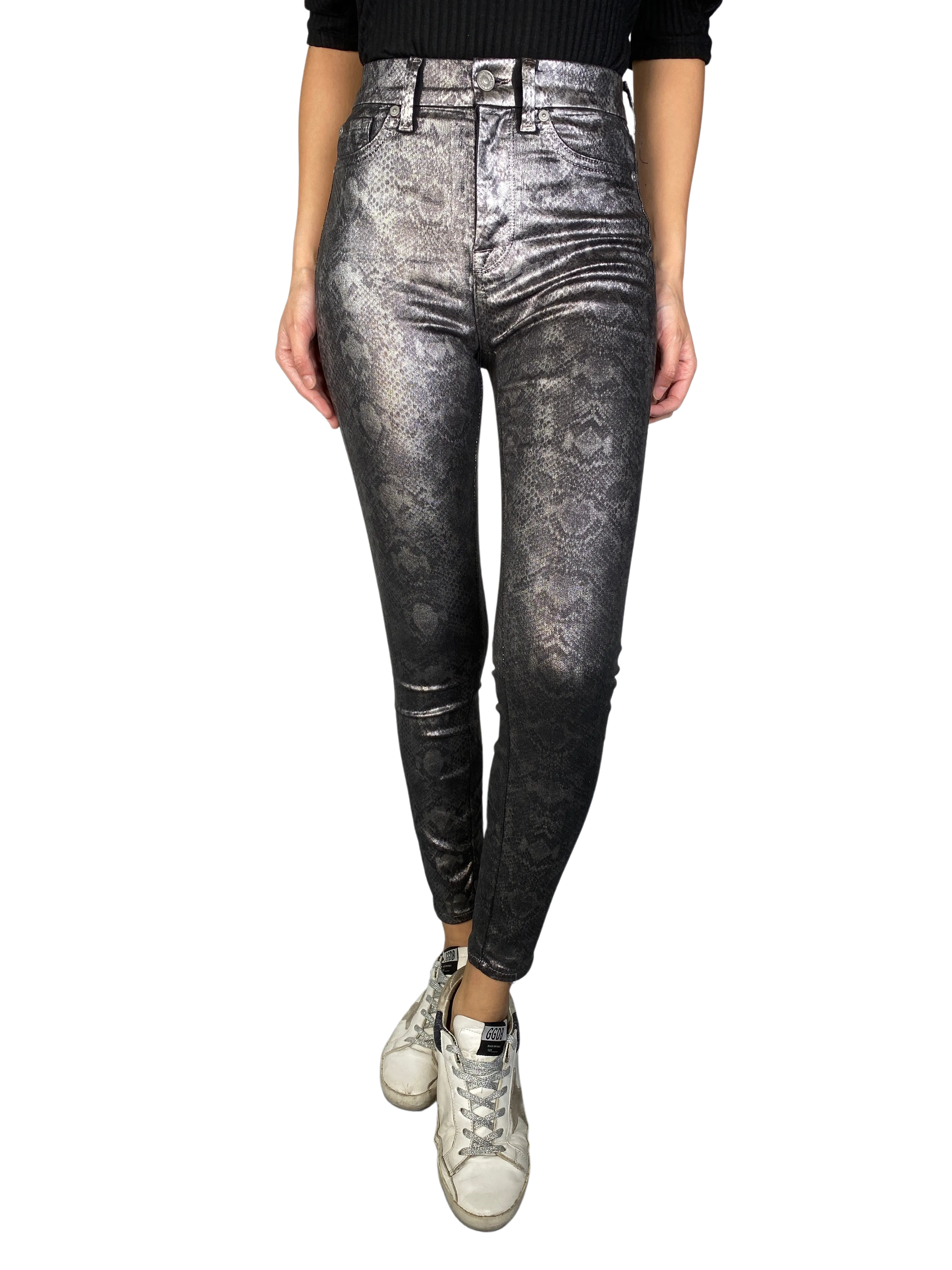 7 FOR ALLMANKIND Pantalón Coating Engomado Snake