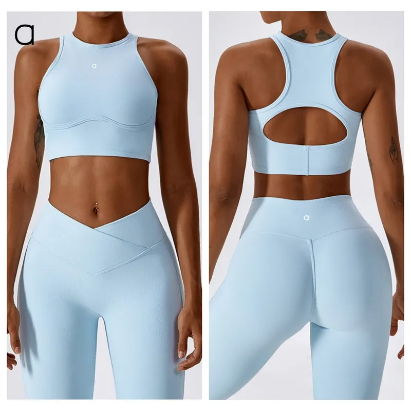 A120 Mujeres Sports Sports Bras Bell Botton Suit Up Bure de fitness de fitness Sports Sports Pilates Tema Hollow Beauty Back Tra