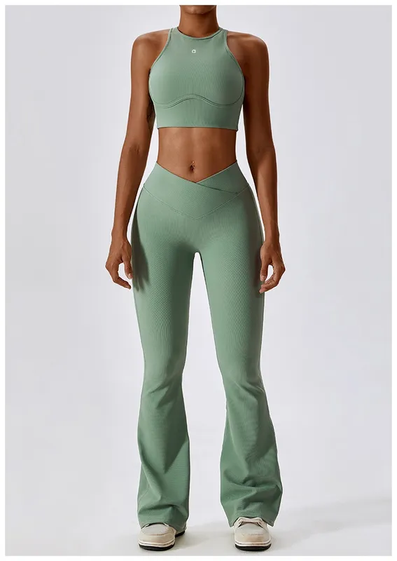 A120 Mujeres Sports Sports Bras Bell Botton Suit Up Bure de fitness de fitness Sports Sports Pilates Tema Hollow Beauty Back Tra