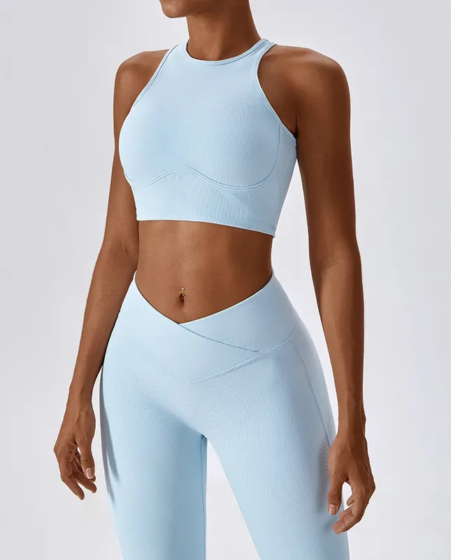 A120 Mujeres Sports Sports Bras Bell Botton Suit Up Bure de fitness de fitness Sports Sports Pilates Tema Hollow Beauty Back Tra