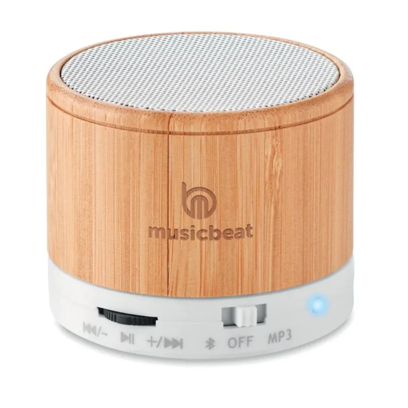 Altavoz inalámbrico promocional luz led Round Bamboo
