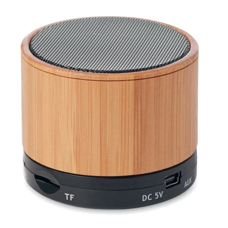 Altavoz inalámbrico promocional luz led Round Bamboo