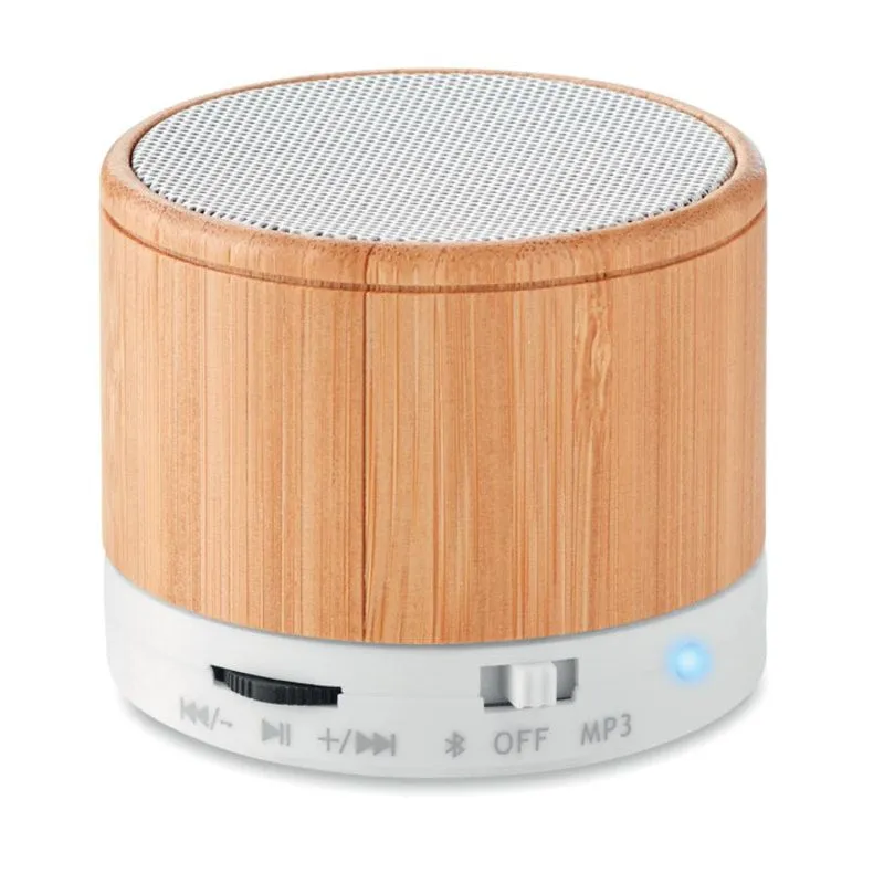 Altavoz inalámbrico promocional luz led Round Bamboo
