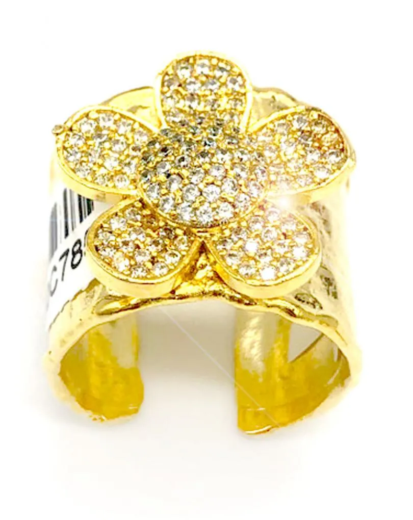 ANILLO MUJER BISUTERÍA FINA CON FLOR BLANCA AJUSTABLE