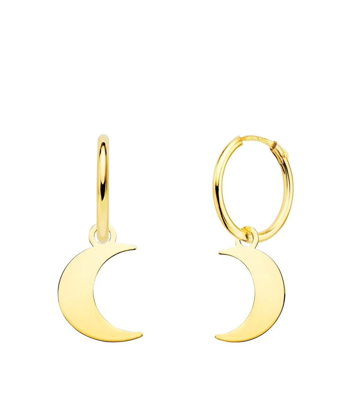Aros Colgante Luna Oro Amarillo 18k