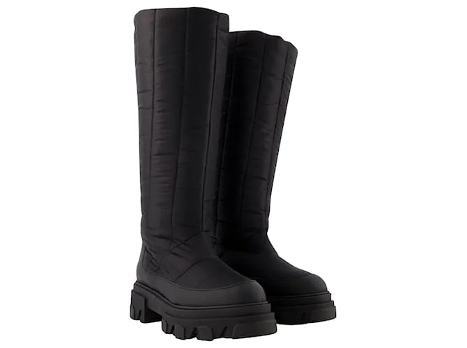 Autre Marque Botas altas acolchadas en poliéster negro 