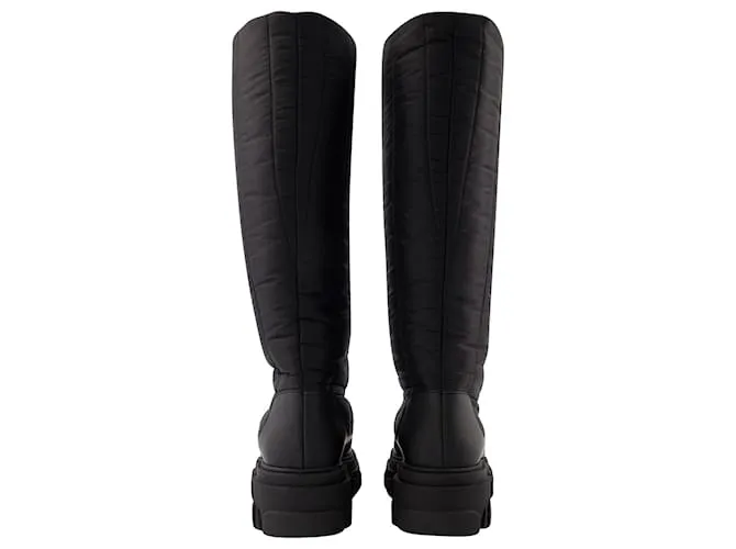 Autre Marque Botas altas acolchadas en poliéster negro 