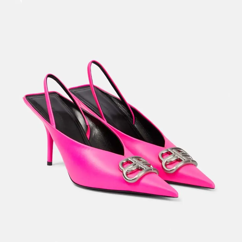 BALENCIAGA MUJER SQUARE KNIFE BB MULES SLINGBACKROSA