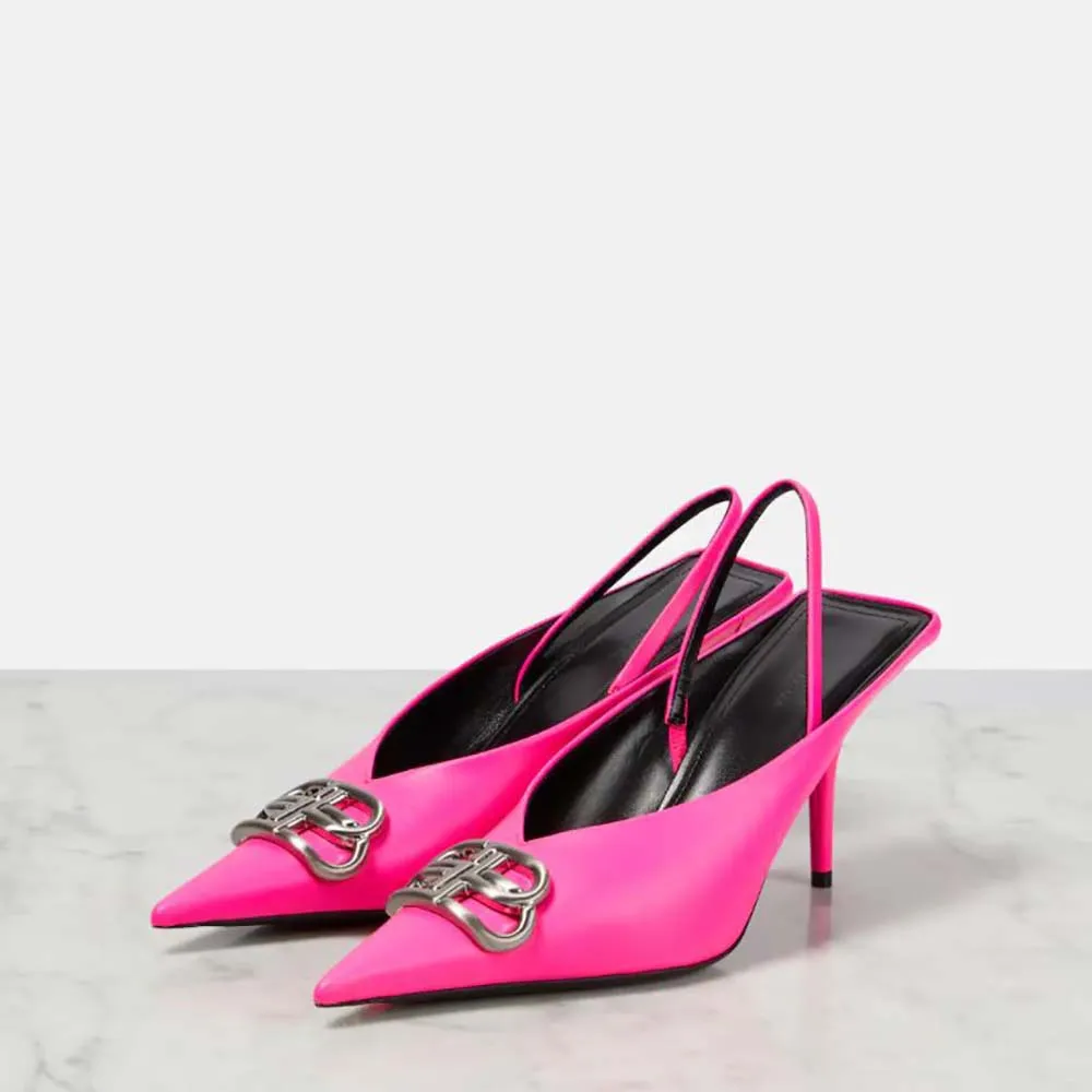 BALENCIAGA MUJER SQUARE KNIFE BB MULES SLINGBACKROSA