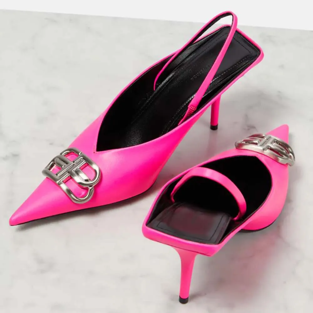 BALENCIAGA MUJER SQUARE KNIFE BB MULES SLINGBACKROSA