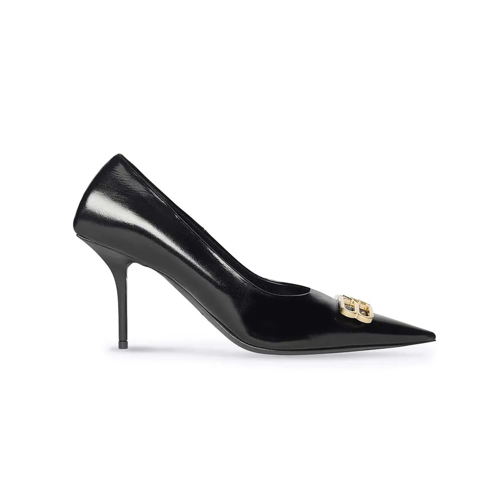 Balenciaga Zapatos de tacón Square Knife BB de 80 mm para mujer en piel de cordero negra brillante