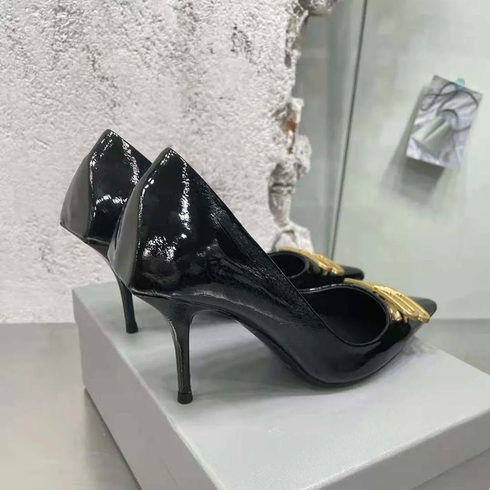 Balenciaga Zapatos de tacón Square Knife BB de 80 mm para mujer en piel de cordero negra brillante