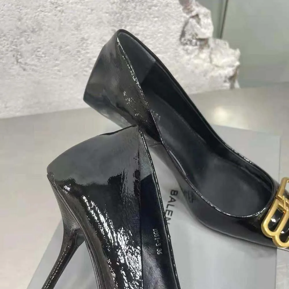 Balenciaga Zapatos de tacón Square Knife BB de 80 mm para mujer en piel de cordero negra brillante