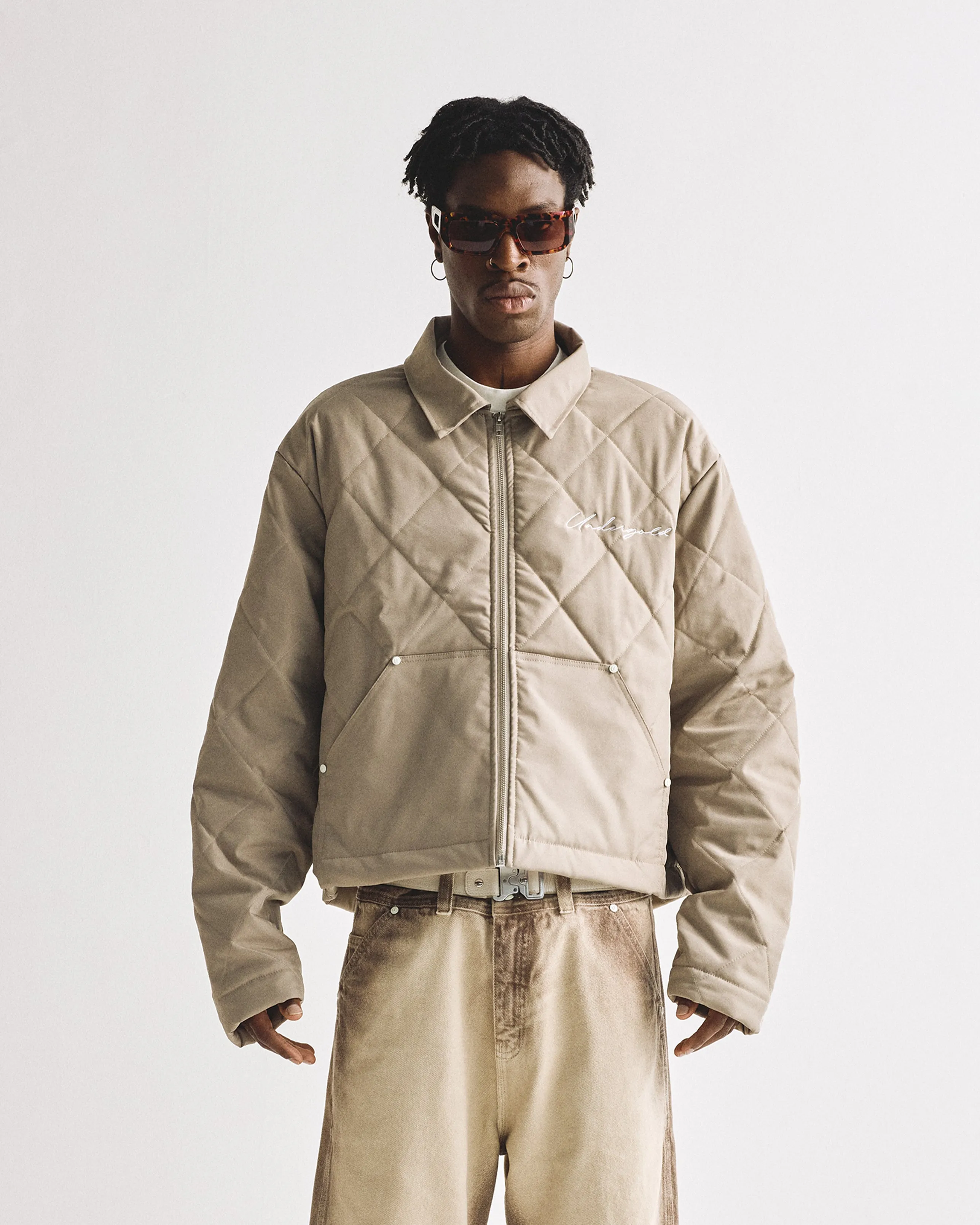 BASICS RHOMBUS ZIPUP JACKET CREAM