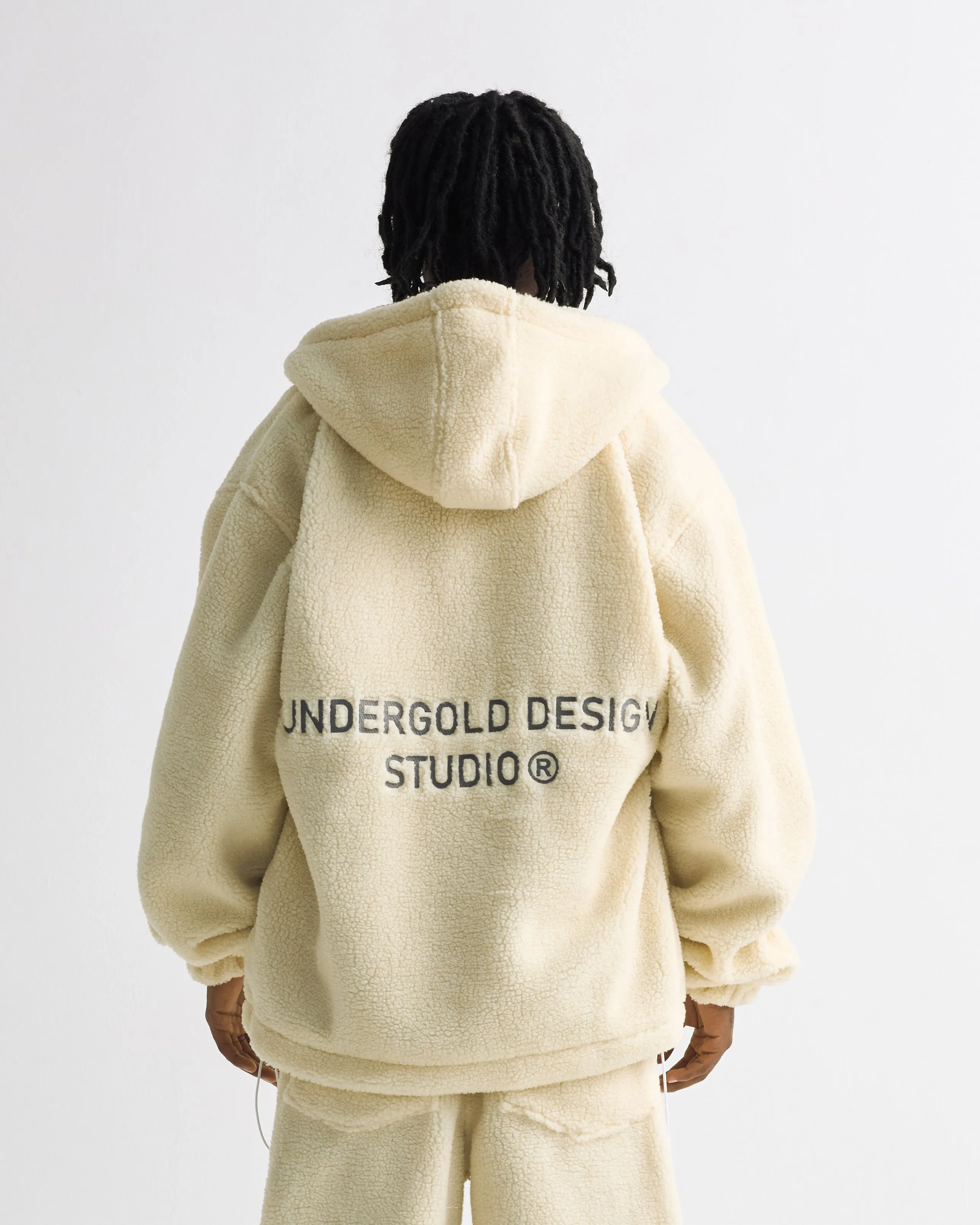 Basics Undergold Design Studio Fleece Zip Up Hoodie Cream
