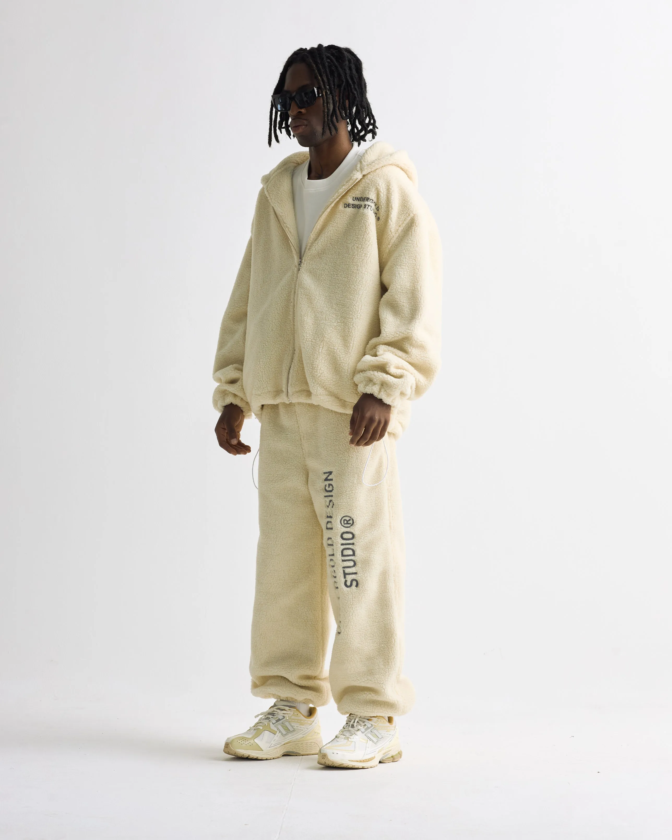 Basics Undergold Design Studio Fleece Zip Up Hoodie Cream