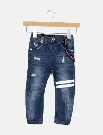 Bench. Jeans denim azul ripped