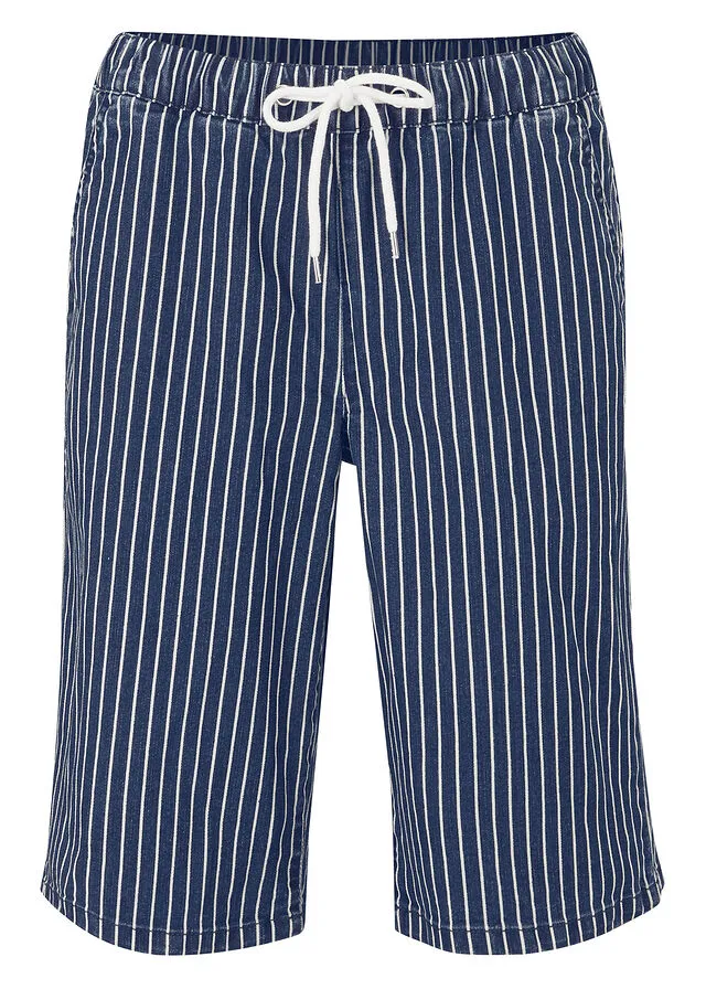 Bermuda elástica con cordón y cintura cómoda Vaquero oscuro