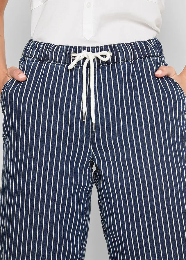 Bermuda elástica con cordón y cintura cómoda Vaquero oscuro