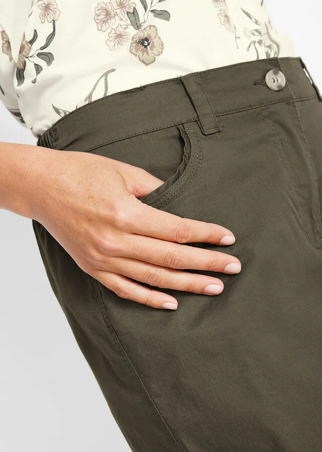 Bermudas papertouch de algodón con cinturilla cómoda Oliva