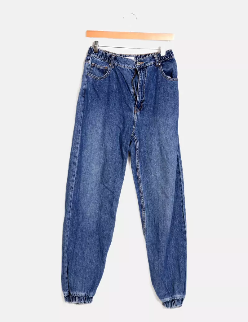 Bershka Jeans denim jogger azul