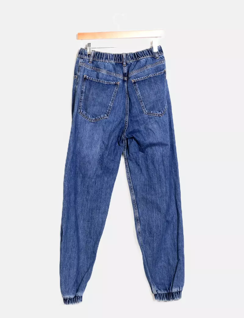 Bershka Jeans denim jogger azul