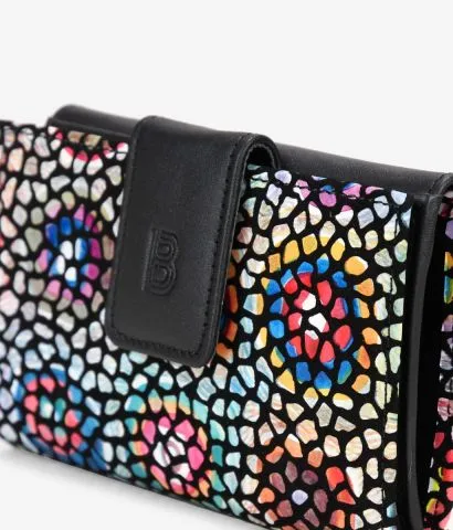 Billetero mediano piel marrón con estampado