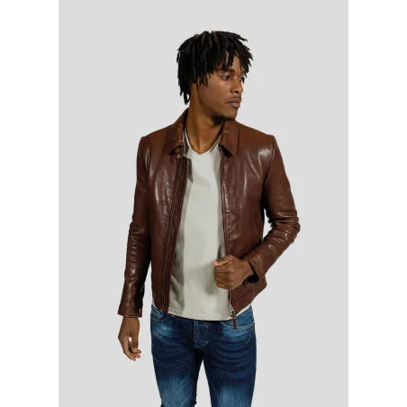Blouson en cuir NORIS GREEN