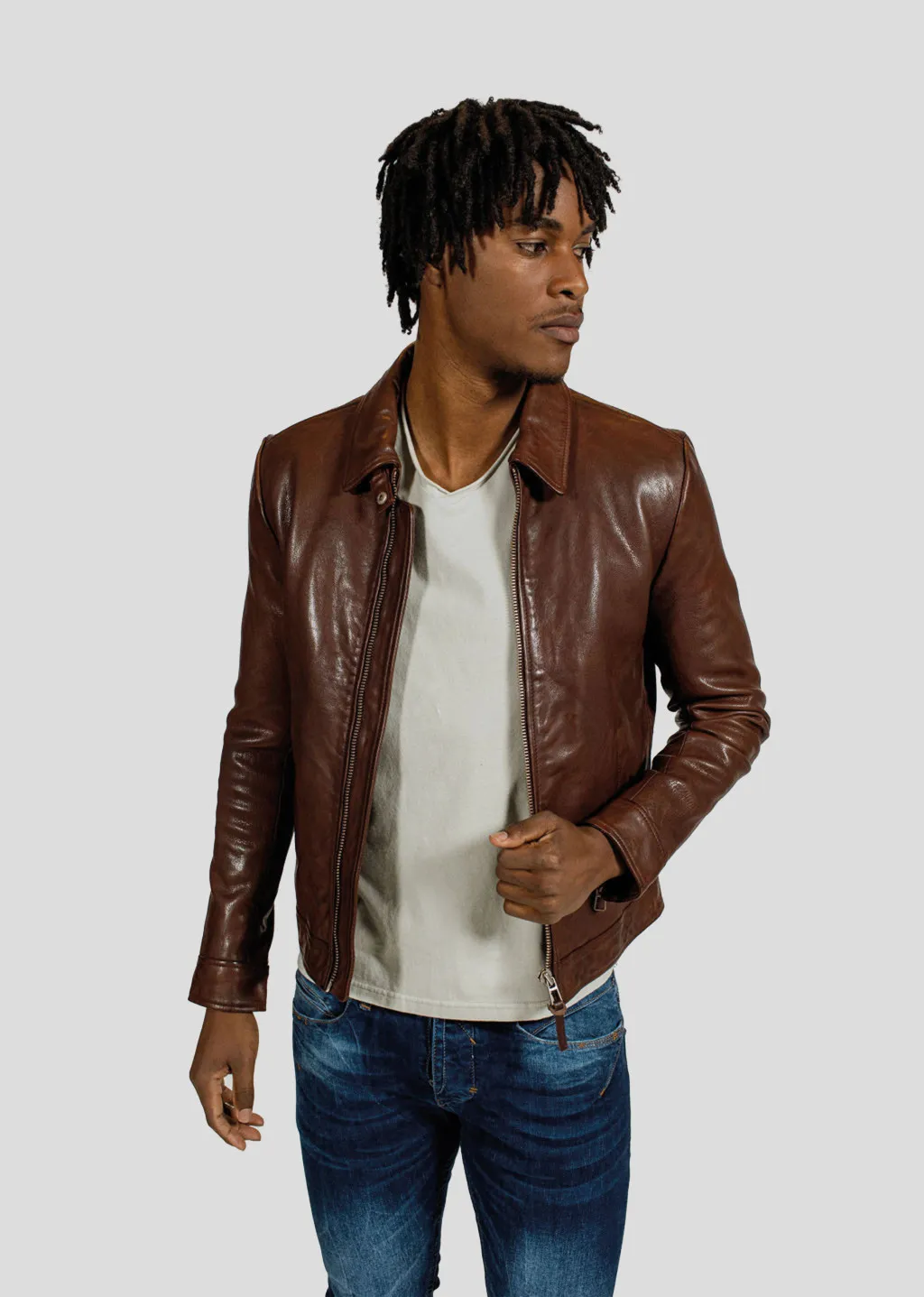 Blouson en cuir NORIS GREEN