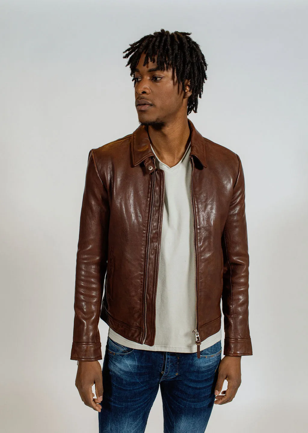 Blouson en cuir NORIS GREEN