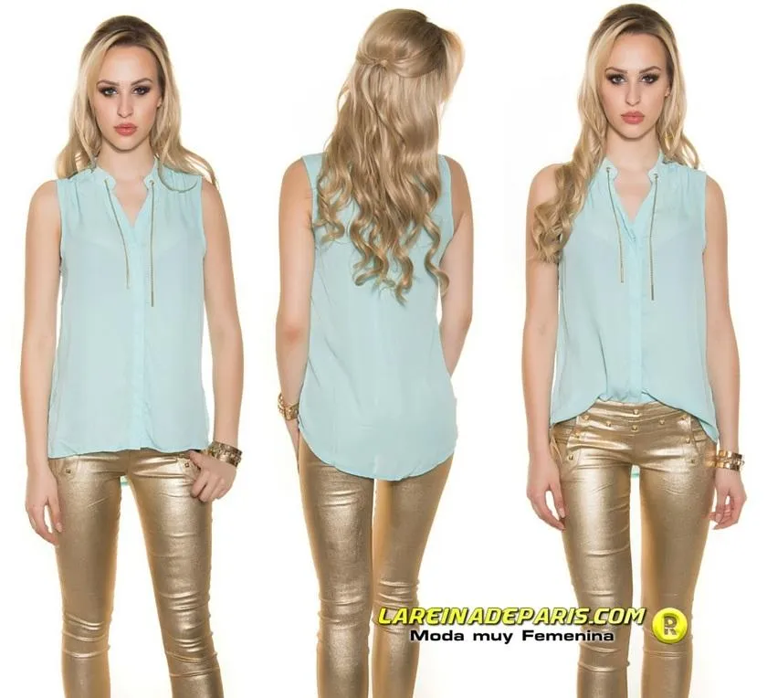 Blusa menta de gasa moda súper femenina