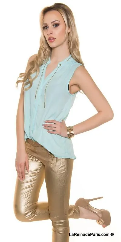 Blusa menta de gasa moda súper femenina
