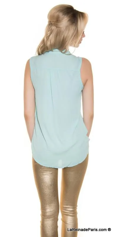 Blusa menta de gasa moda súper femenina