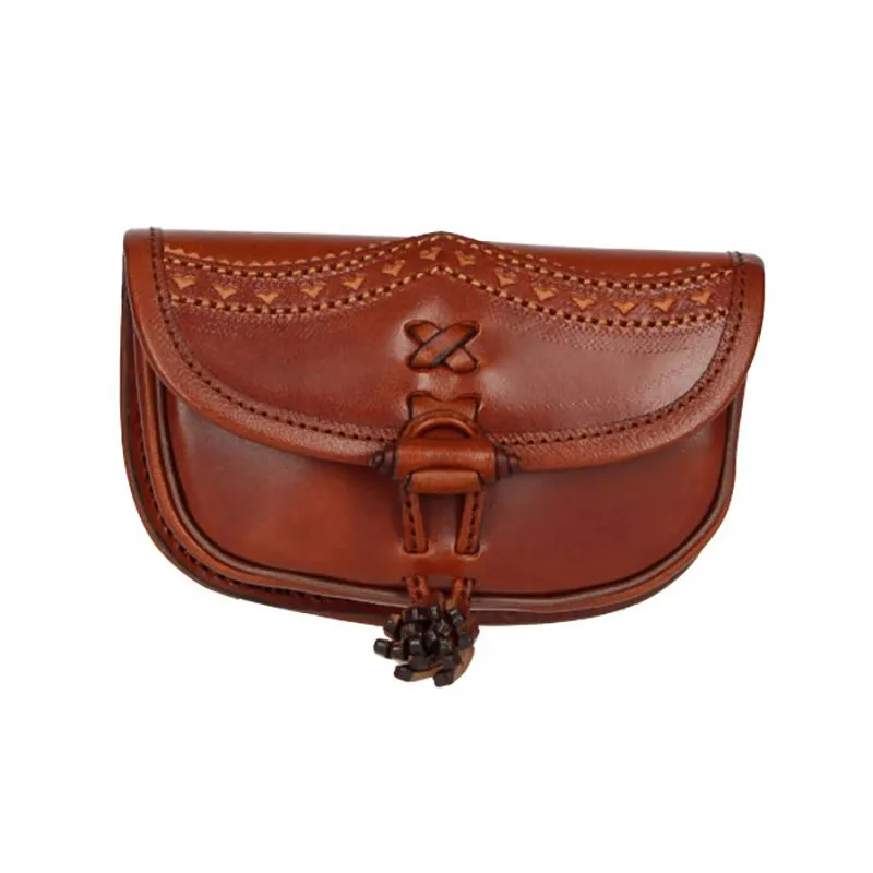 Bolso rociero niña cuero hilo beig con cairel