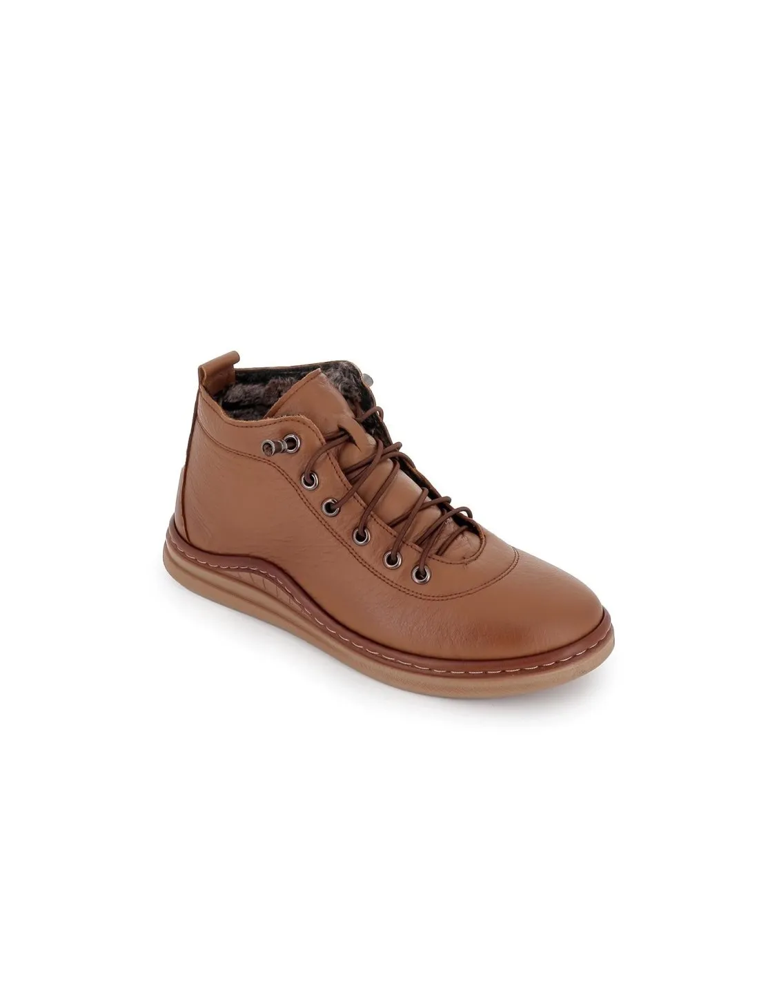Bota casual de piel cuero cordones finos Erase