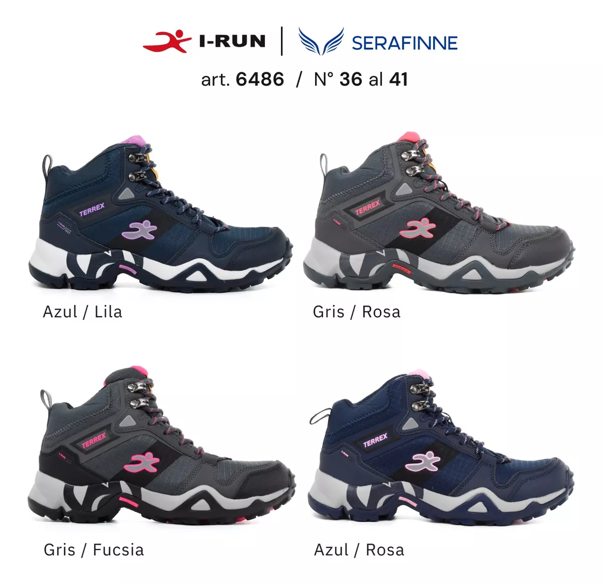 Bota Zapatilla Trekking Botita Mujer Importada Irun 6486