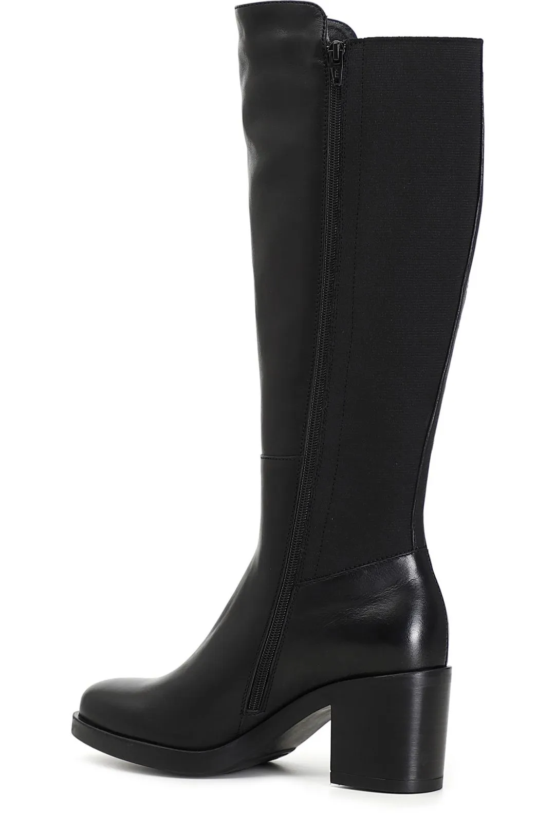botas altas de piel con banda elástica por detrás