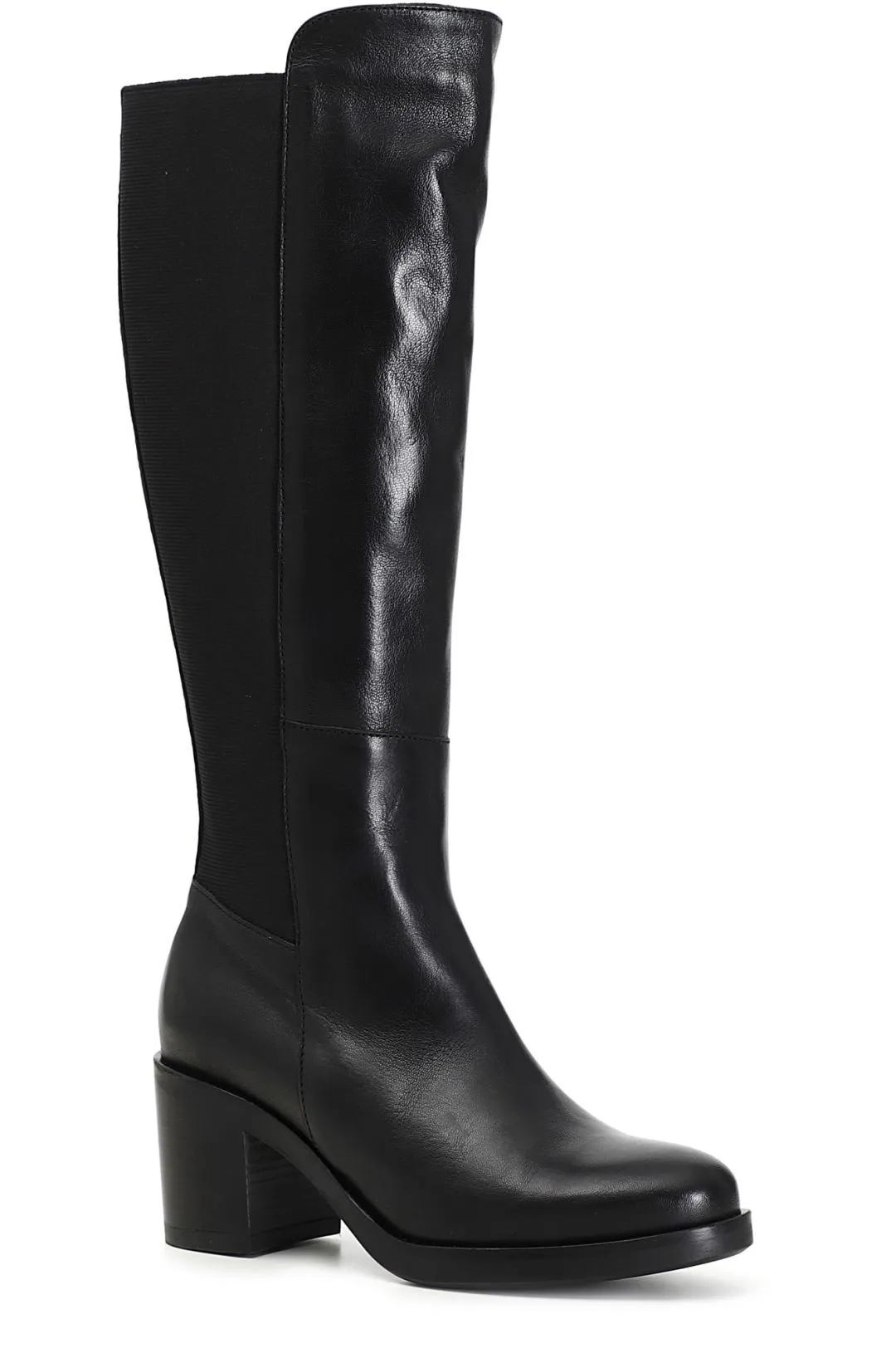 botas altas de piel con banda elástica por detrás