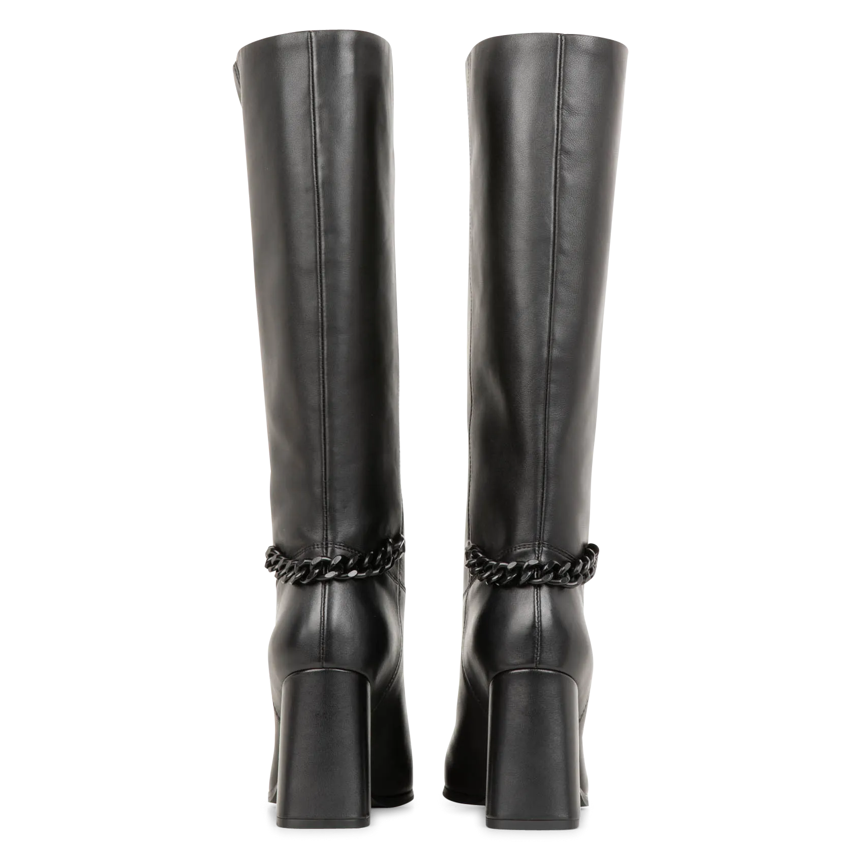 Botas altas de piel con tacón en negro