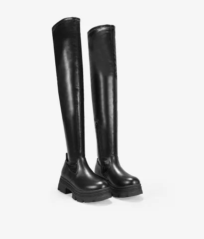 Botas altas negras elásticas con suela track