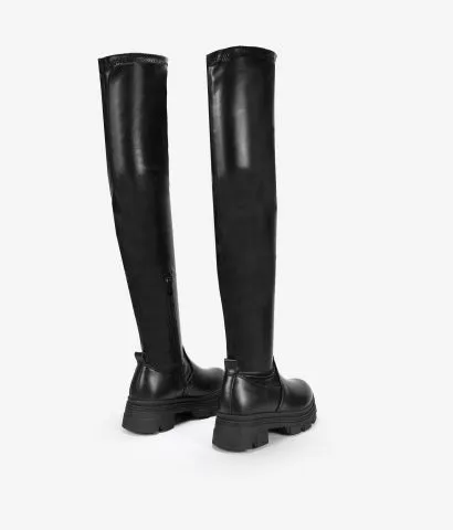 Botas altas negras elásticas con suela track