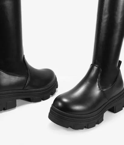 Botas altas negras elásticas con suela track