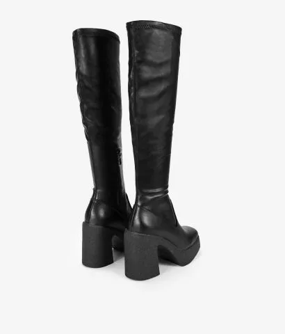 Botas altas negras elásticas con tacón